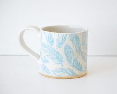 Pattern Mug  - Turquoise Feathers