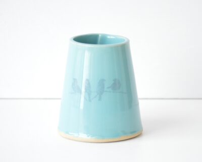 Modern Bud Vase - Turquoise - 4 birds