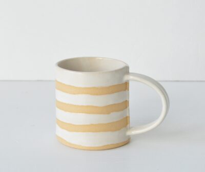 Boho Smallish Mug - Stripes- Satin White