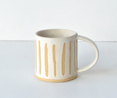 Boho Smallish Mug - Stripes- Satin White - Lines