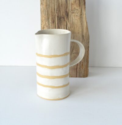 Tall Nord Pitcher - Boho Stripe - Satin White