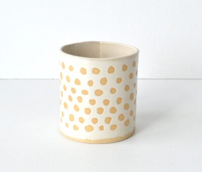 Short Stem Vase - Boho - Dots - Satin White