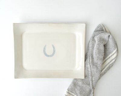 Rectangle Platter - Gloss White - Horseshoe