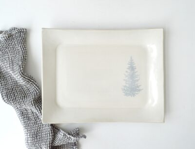 Rectangle Platter - Gloss White - Spruce Tree