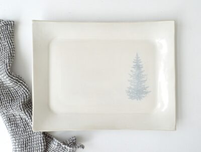 Rectangle Platter - Gloss White - Spruce Tree