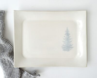 Rectangle Platter - Gloss White - Spruce Tree