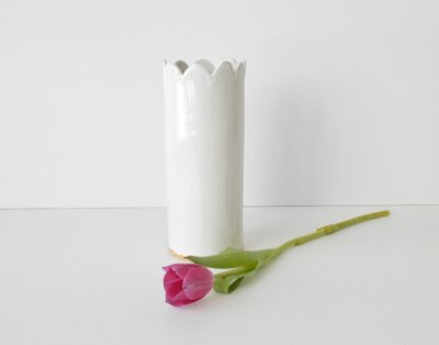 Designer Vase - Scalloped - Gloss White