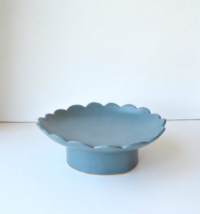 Pedestal Bowl - Scalloped - Aquamarine - Image 3