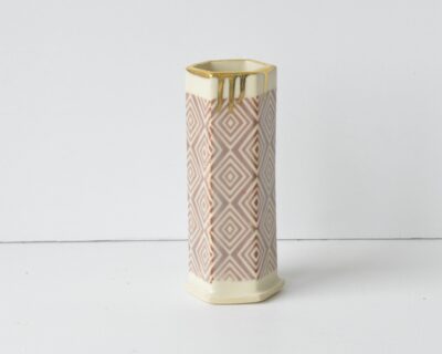 Hex Pattern Bud Vase - Rust Diamond + Gold Drip