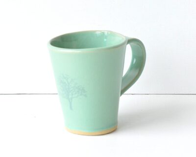 Tall Mug  - Green - Winter Tree II