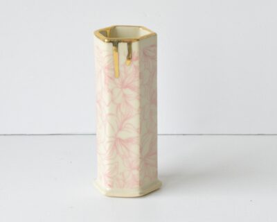 Hex Pattern Bud Vase - Pink Magnolia + Gold Drip