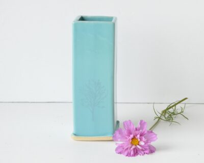 Square Bud Vase - Winter Tree - Turquoise