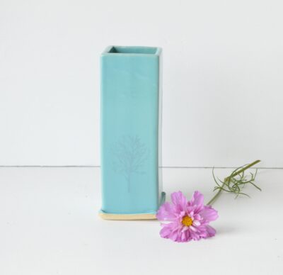 Square Bud Vase - Winter Tree - Turquoise