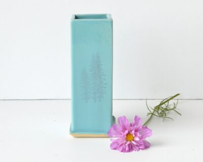 Square Bud Vase - Triple Tree - Turquoise