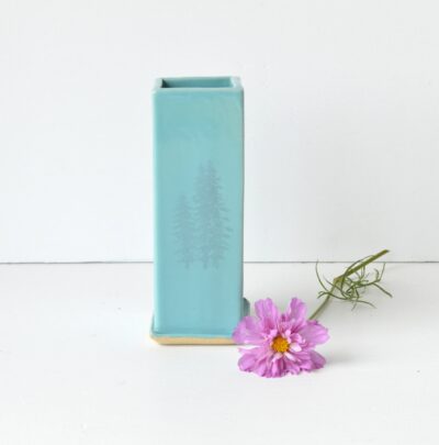 Square Bud Vase - Triple Tree - Turquoise