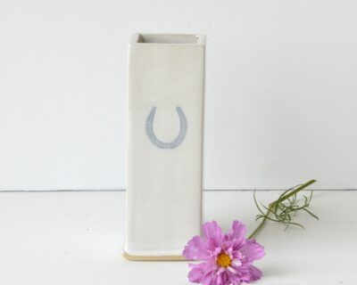 Square Bud Vase - White - Horseshoe