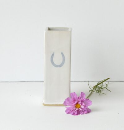 Square Bud Vase - White - Horseshoe