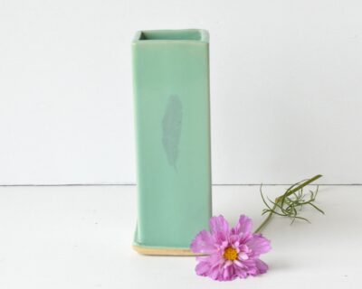 Square Bud Vase - Green - Feather