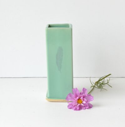 Square Bud Vase - Green - Feather