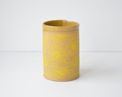Pattern Vase -  Yellow Daisy - Speckled Clay