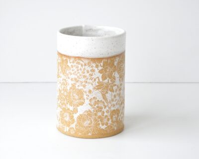 Pattern Vase -  White Floral - Speckled Clay