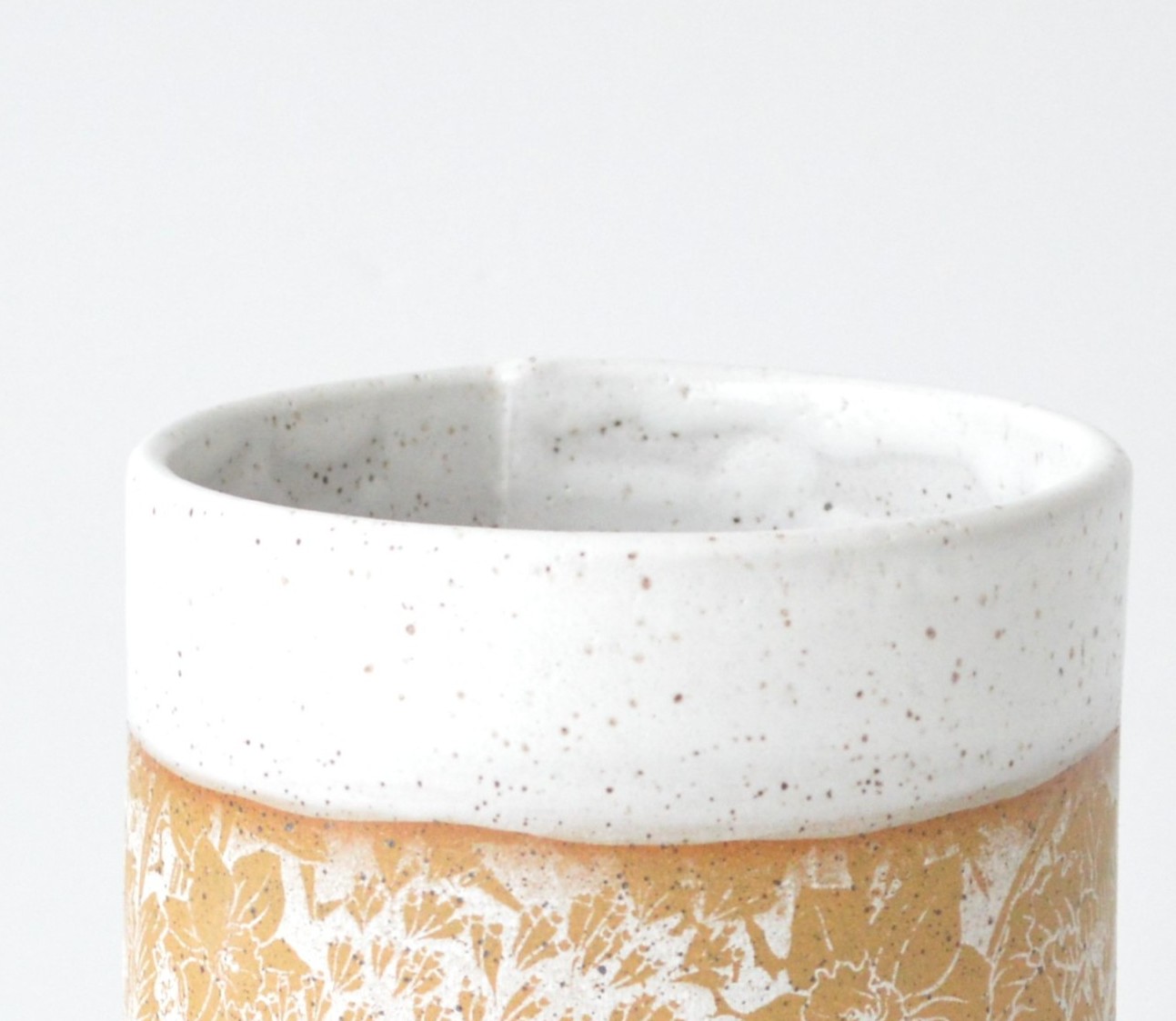Pattern Vase - White Floral - Speckled Clay - Image 2