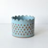 Scalloped Garden Basket -Satin Blue + Chocolate - Dots
