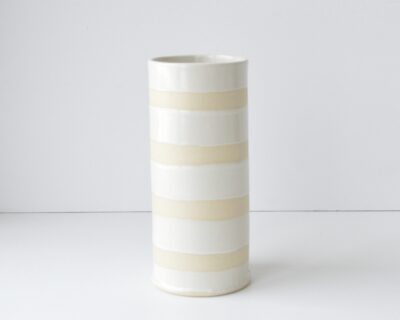 Designer Vase - Boho - Satin White - Stripes