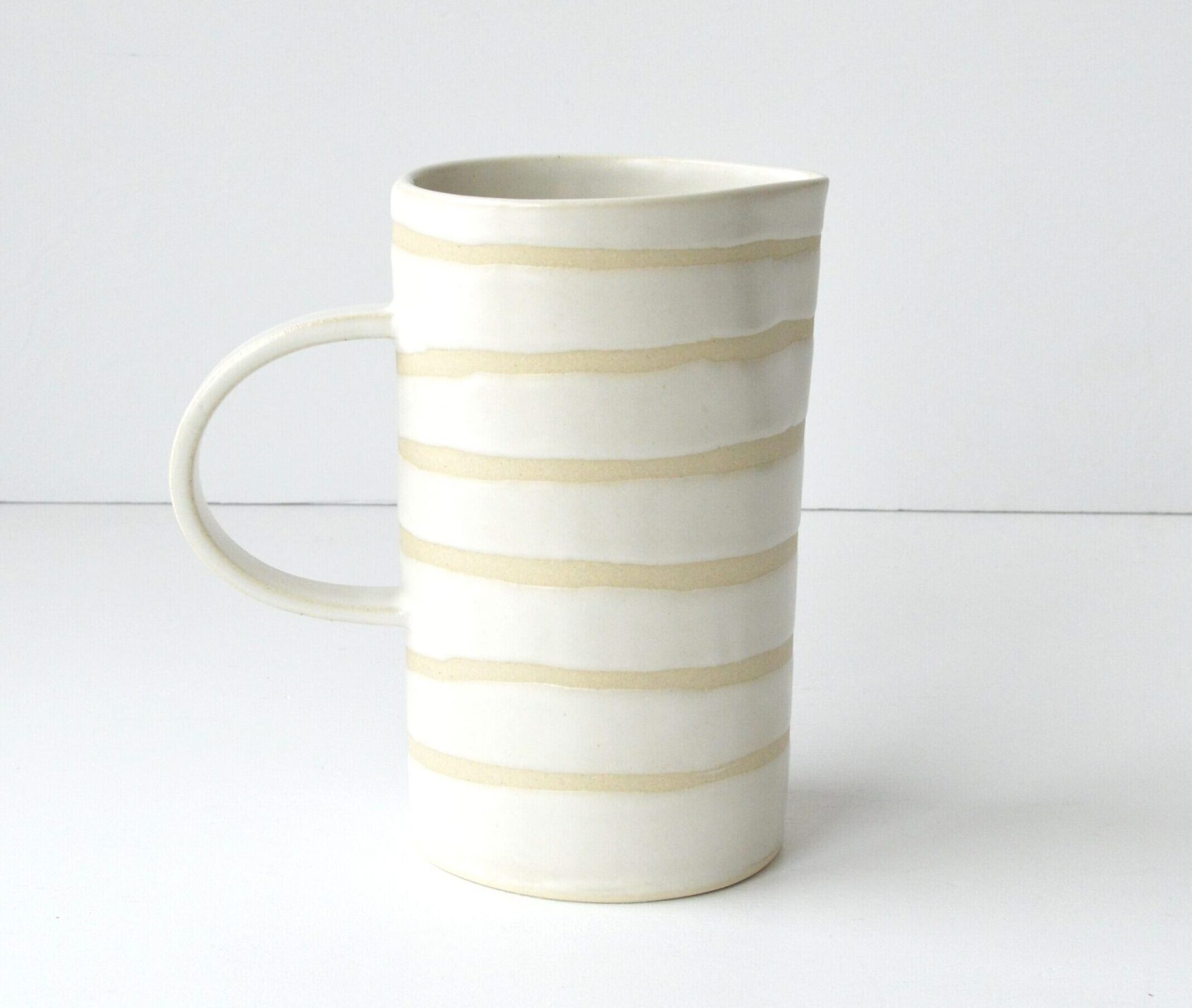Tall Nord Pitcher - Boho Stripe - Satin White