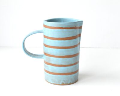 Tall Nord Pitcher - Boho Stripe - Chocolate + Blue Satin