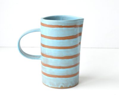 Tall Nord Pitcher - Boho Stripe - Chocolate + Blue Satin