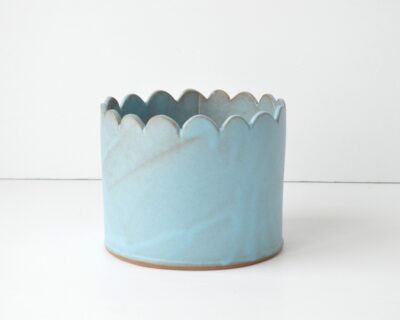Scalloped Garden Basket -Satin Blue