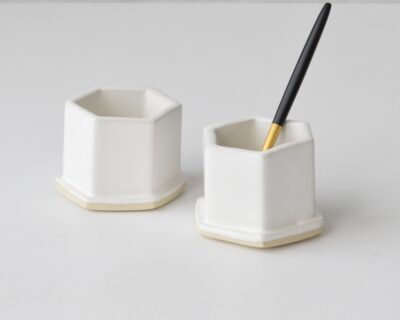 Salt + Pepper Cellar Set - Gloss White - Hex