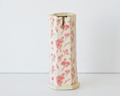 Hex Pattern Bud Vase - Red Wildflowers+ Gold Drip