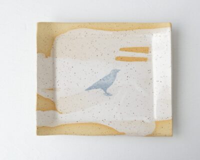 Bird Plate - White - Speckled