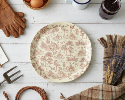 Pastoral Toile Stoneware Serving Platter - Sepia
