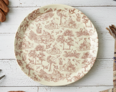 Pastoral Toile Stoneware Serving Platter - Sepia