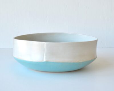 Gourd Bowl - Medium - Turquoise + White