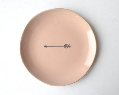Mono Printed Stoneware Gift Plate - Pink - Arrow