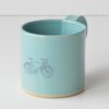 Hand - Built Pottery Mug - Turquoise - Bike