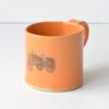 Hand - Built Pottery Mug - Orange - Tractor