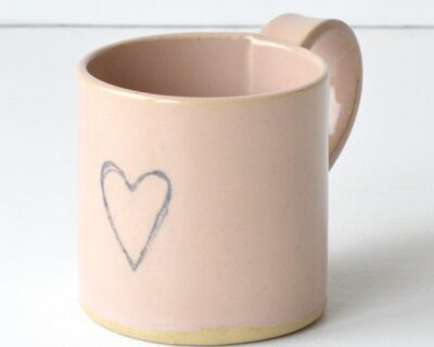 Hand - Built Pottery Mug - Pink - Heart