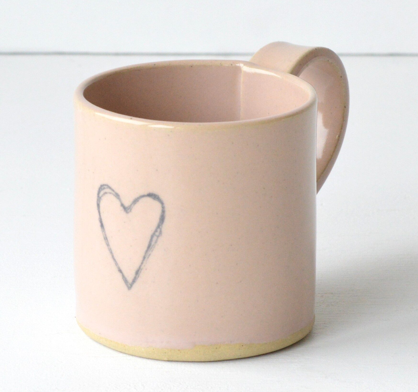 Hand - Built Pottery Mug - Pink - Heart