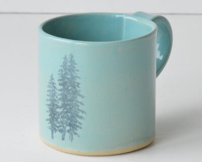 Hand - Built Pottery Mug - Turquoise - Triple Tree