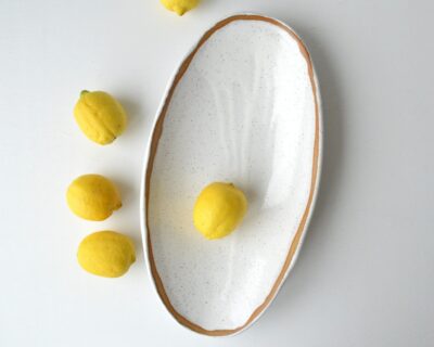 Oval Serving Bowl - Speckled White