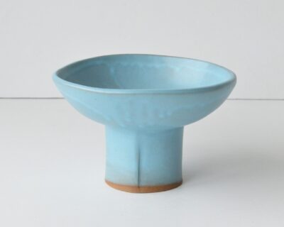 Small Ceramic Pedestal Bowl - Satin Blue