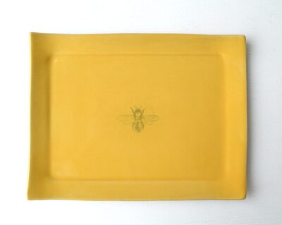 Mono Printed Stoneware Gift Plate - Yellow - Bee