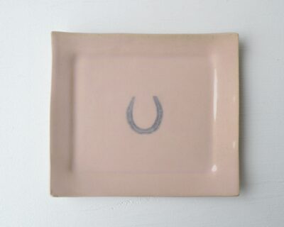 Mono Printed Stoneware Gift Plate - Horseshoe - Pink