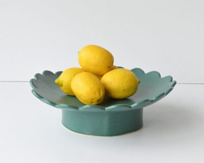 Pedestal Bowl - Scalloped - Moss