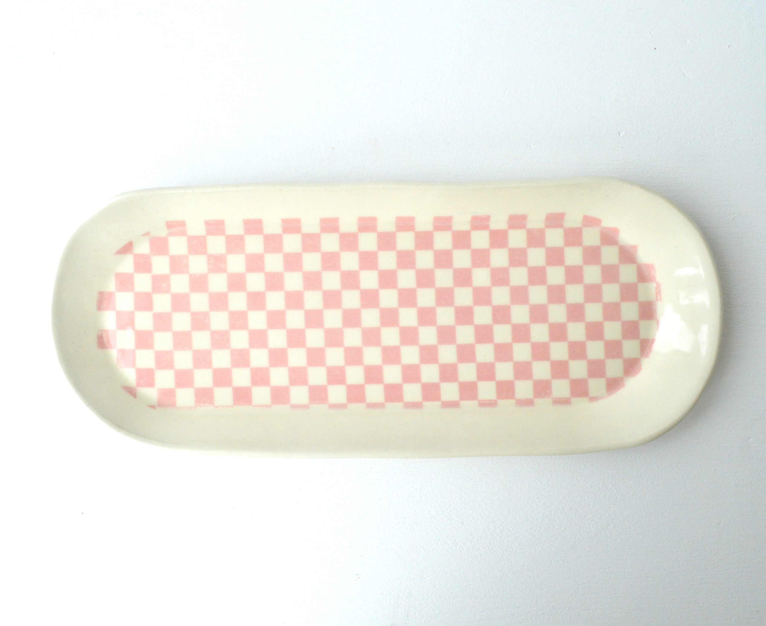Oval Ceramic Platter - Checkerboard - Image 2